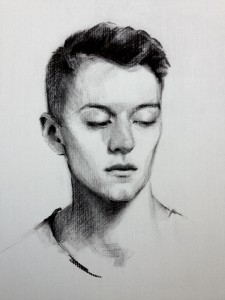 'Callum'. Charcoal on paper, life size.