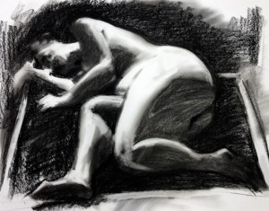 Charcoal figure sketching by Helen Davison