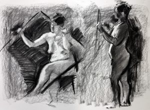 Charcoal figure sketching by Helen Davison