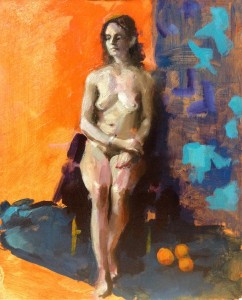 Acrylic painted figure sketch by Helen Davison