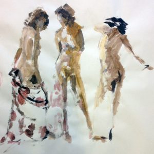 Acrylic painted figure sketch by Helen Davison