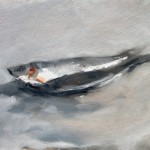 Still life oil painting of sprats by Helen Davison