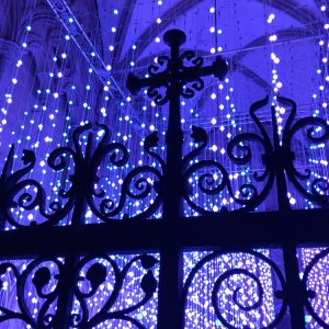 'Enlightenment', light installation by Squidsoup. Salisbury Cathedral.
