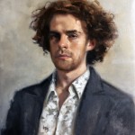 'Myles'. Oil portrait on linen, life size. 2015 by Helen Davison