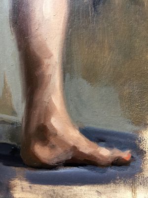 Detail of a nude oil painting by Helen Davison