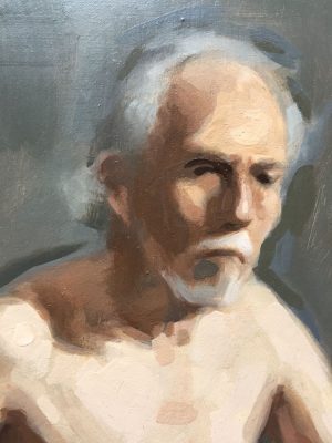 Detail of a nude oil painting by Helen Davison