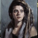 'MaJo' work in progress. Oil portrait on linen, life size by Helen Davison