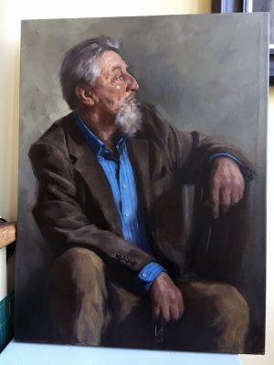 'Tony'. Oil portrait on linen, under life size. 2017 by Helen Davison