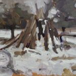 Snowy landscape painting by Helen Davison