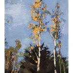 Gouache painting of Silver Birch Trees by Helen Davison