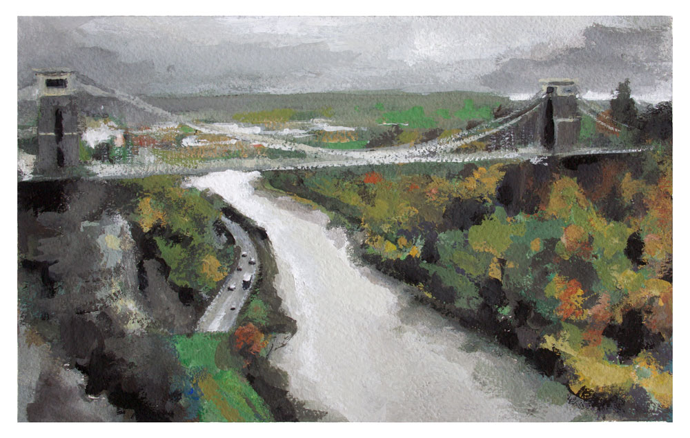 Gouache painting of Clifton Suspension Bridge by Helen Davison